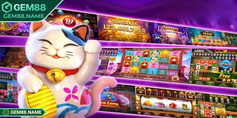Neko May Mắn Gem88 – Slot Mèo Tài Lộc Cực Hot Hấp Dẫn 2 Trò chơi hỗ trợ 20 đến 25 dòng thanh toán cố định