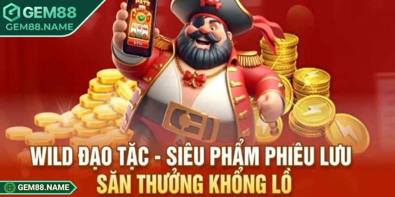 Wild Đạo Tặc Gem88 – Slot Phiêu Lưu Cướp Biển Săn Thưởng 2 Người dùng chọn mức cược từ bảng tùy chỉnh để chơi